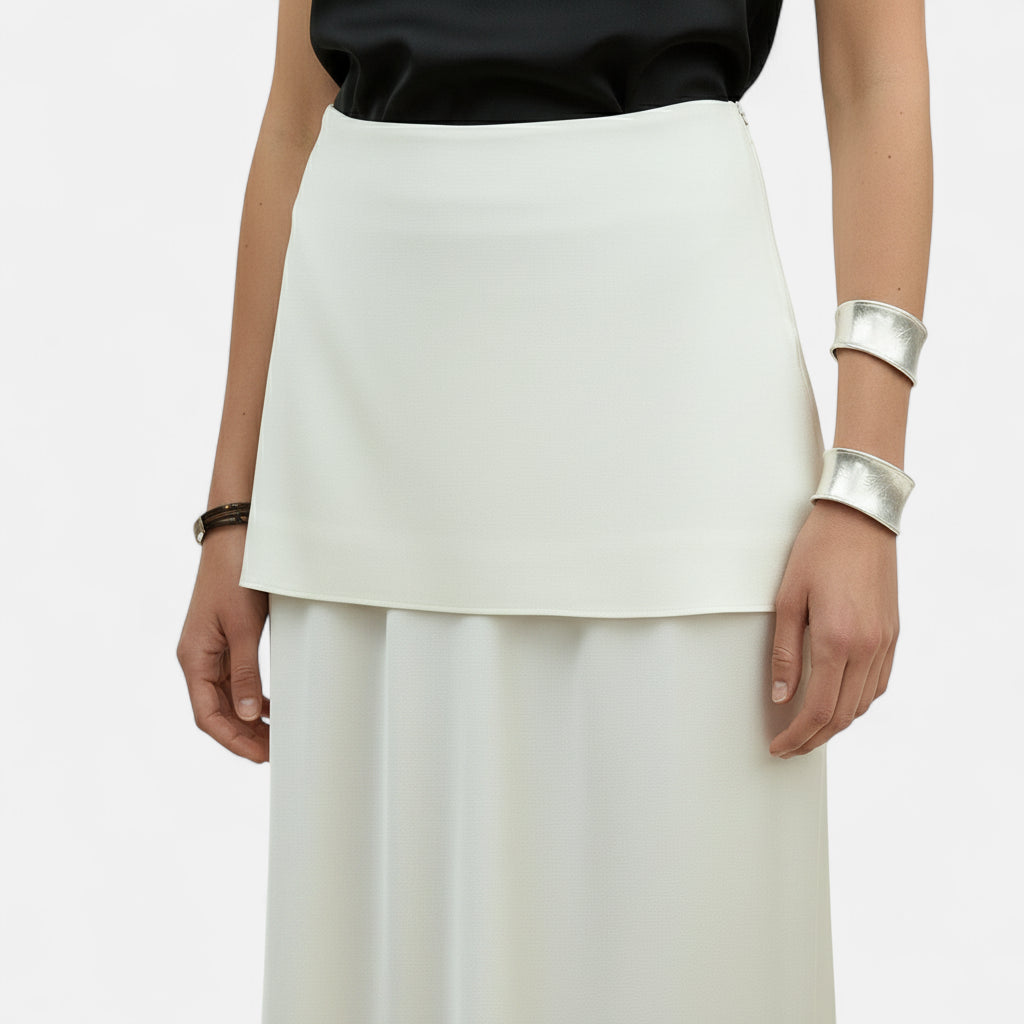 Jupe longue blanche satin