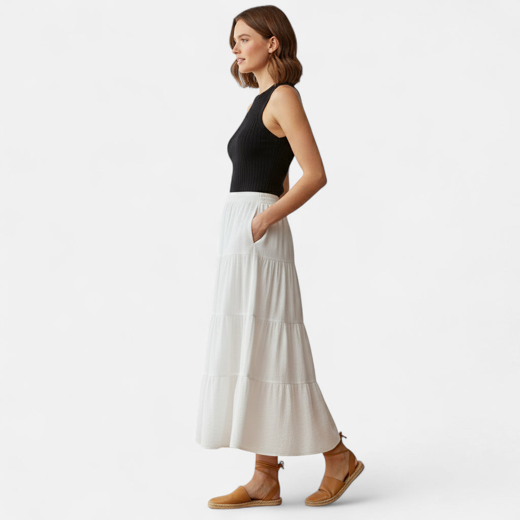 Jupe longue blanche style bohème
