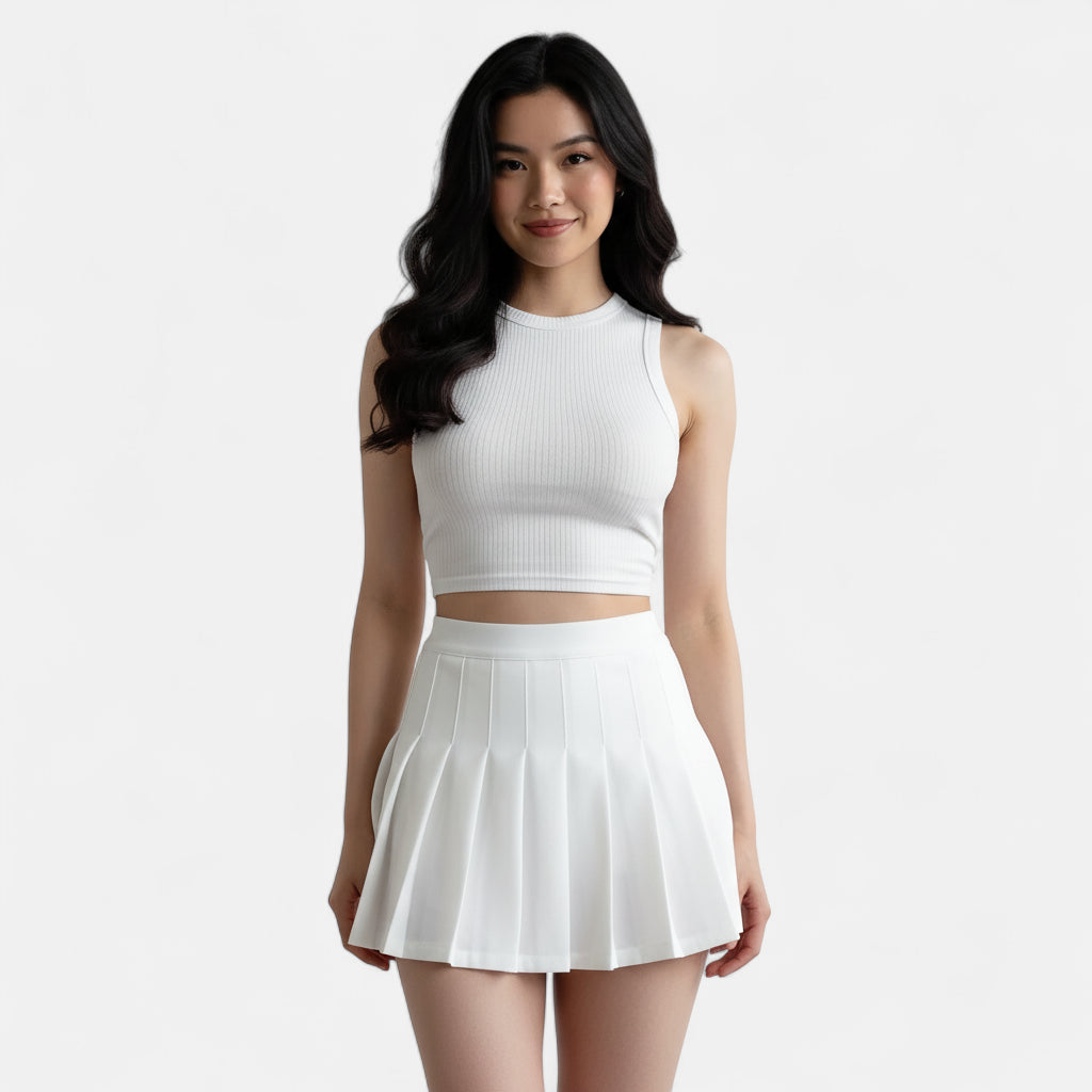 Jupe short plissée blanche