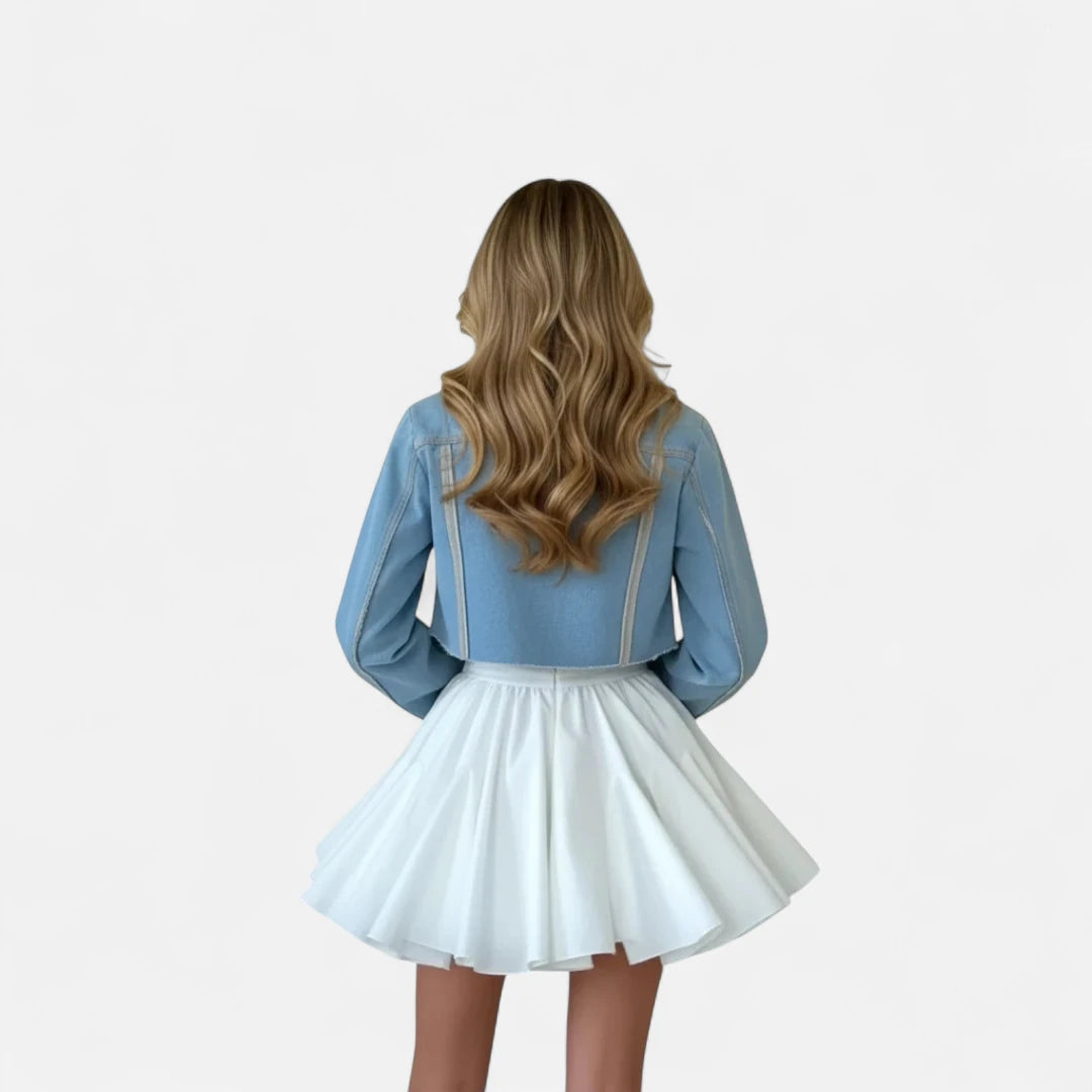 Mini jupe blanche plissée