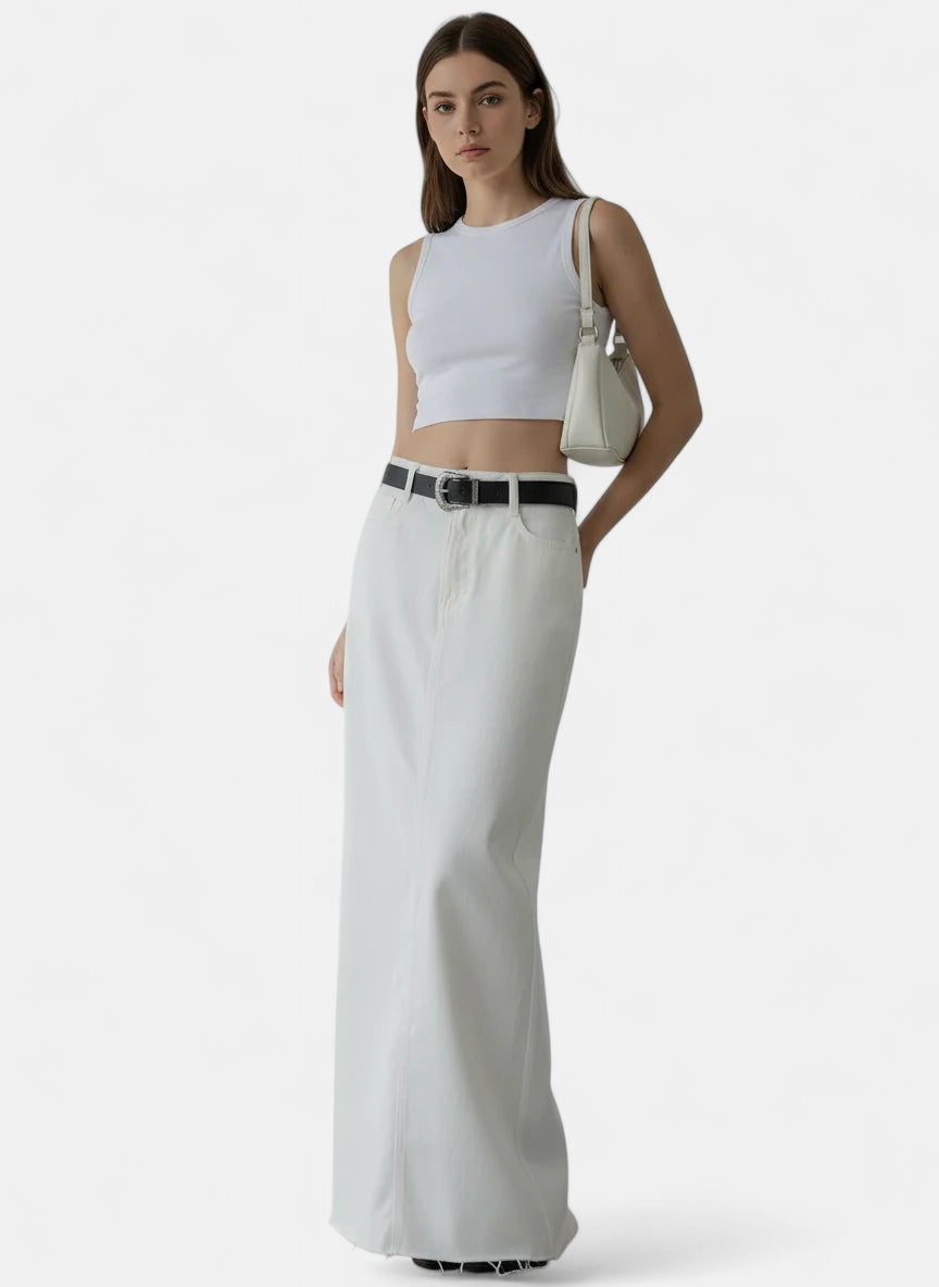 Jupe longue jean blanche